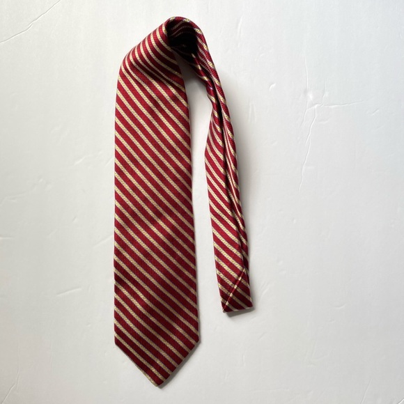 Talbots men’s Pinstriped tie Red Gold w/Light blue - Picture 7 of 9